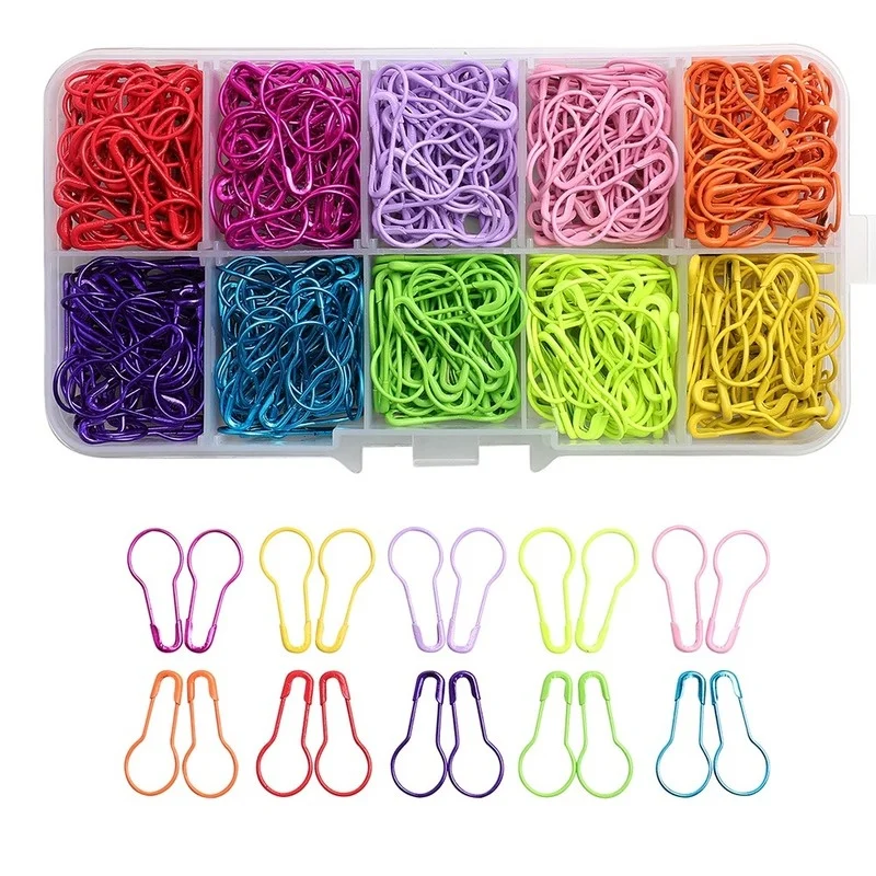 

500Pc/Box Mix Color Safety Pins Gourd Shape Metal Clips Marker Tag Gourd Pins Safe Craft Knitting Cross Stitch DIY Sewing Kit