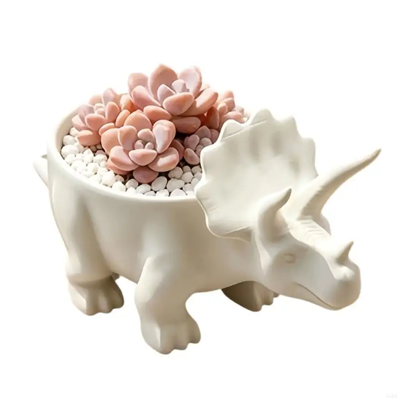 3D Printed Dinosaur Succulents Pots with Drainage Hole for Shelf Home Offices 55KF