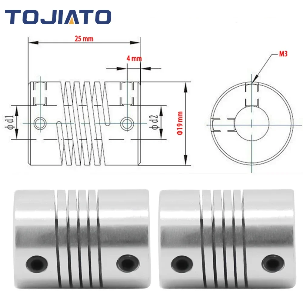 1pcs Flexible Couplings 5/6/6.35/8/10mm For NEMA 17 Stepper Motors Jaw Shaft Coupler, Used in Small CNC Machines 3D Printer