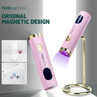 NAILPOP Lámpara de uñas UV rosa magnética portátil Lámpara de uñas de gel recargable por USB de mano desmontable y utilizable para uso profesional