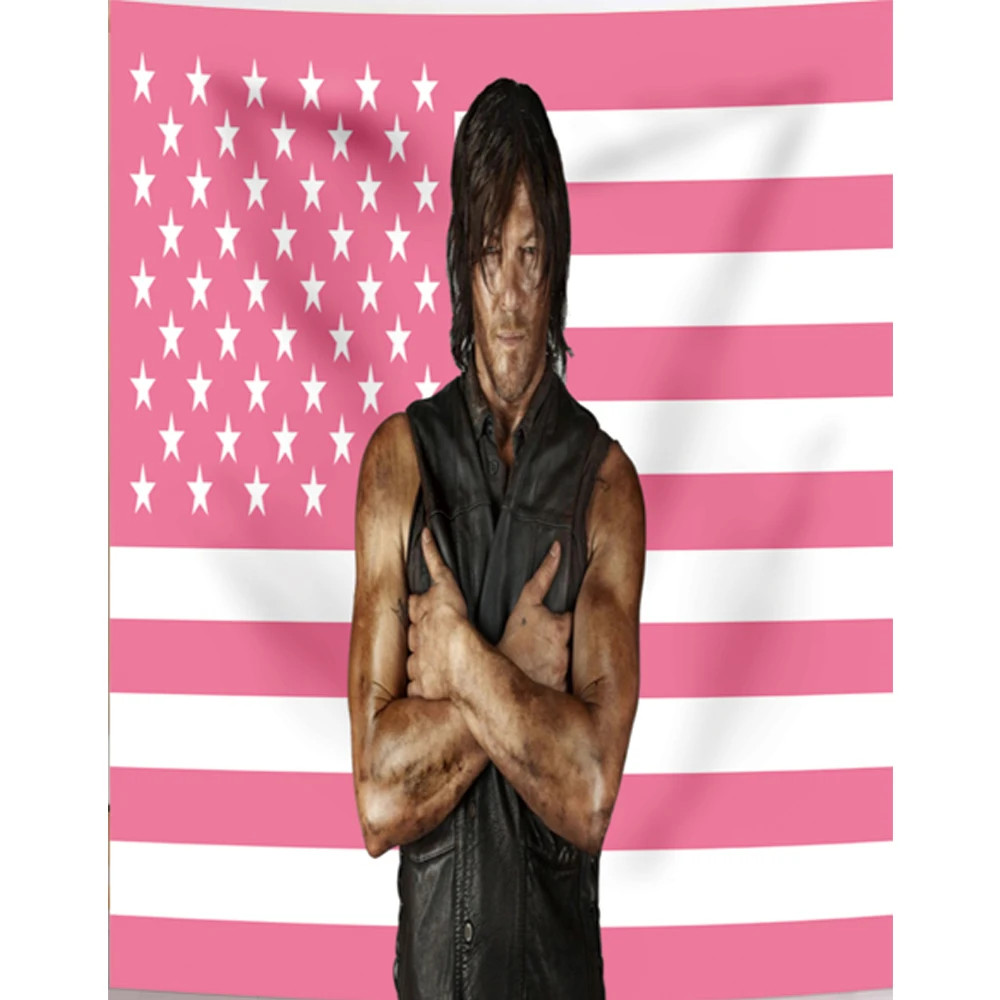 50x60in Norman Reeduss Blanket Flag Daryl Dixo Flag Pink American Banner The Walking Dead Wall Hanging Tapestry Room Decor