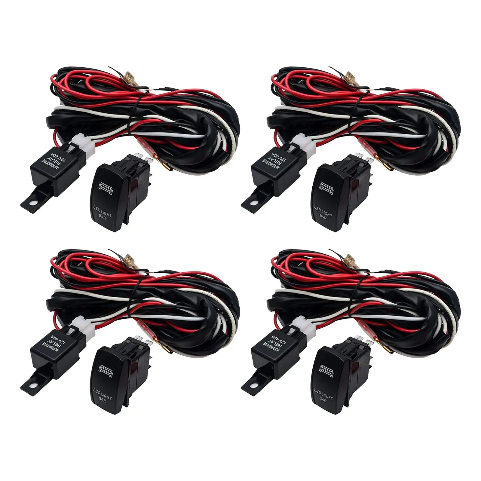 LED Work Light Switch Wiring Harness 40A Relay Fuse Kit 12V Led Bar Rocker Switch Wiring Harness for Ship Yacht RV