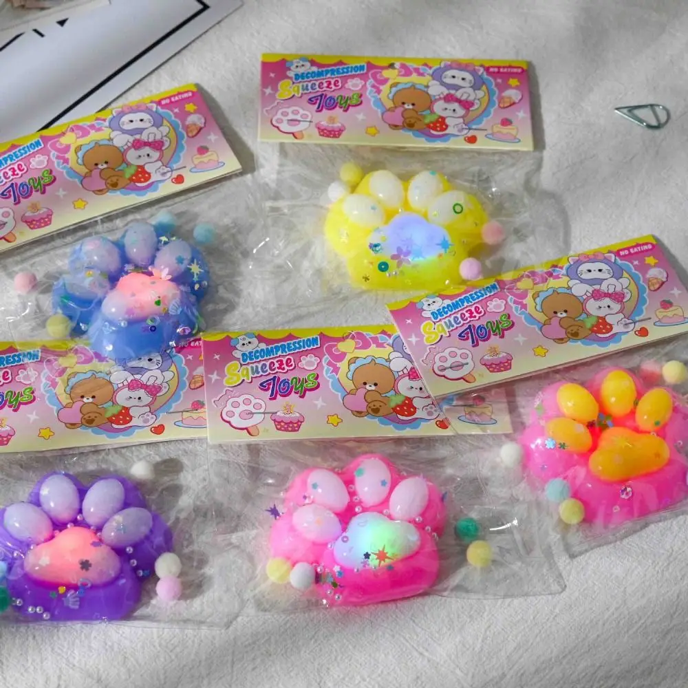 Novidade amassar brilho gato pata squeeze brinquedo silicone artesanal gato pata brinquedo fidget dos desenhos animados 3d gato pata pitada brinquedo crianças