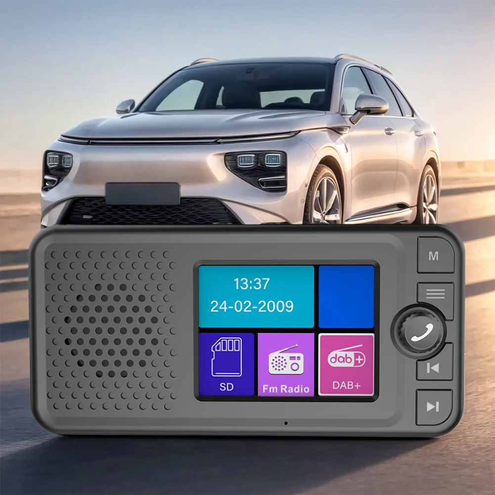 Stereo Digital Signal Antenna Broadcast Adapter with 2.4inch Screen BT 5.0 AUX FM Transmitter Car Supplies