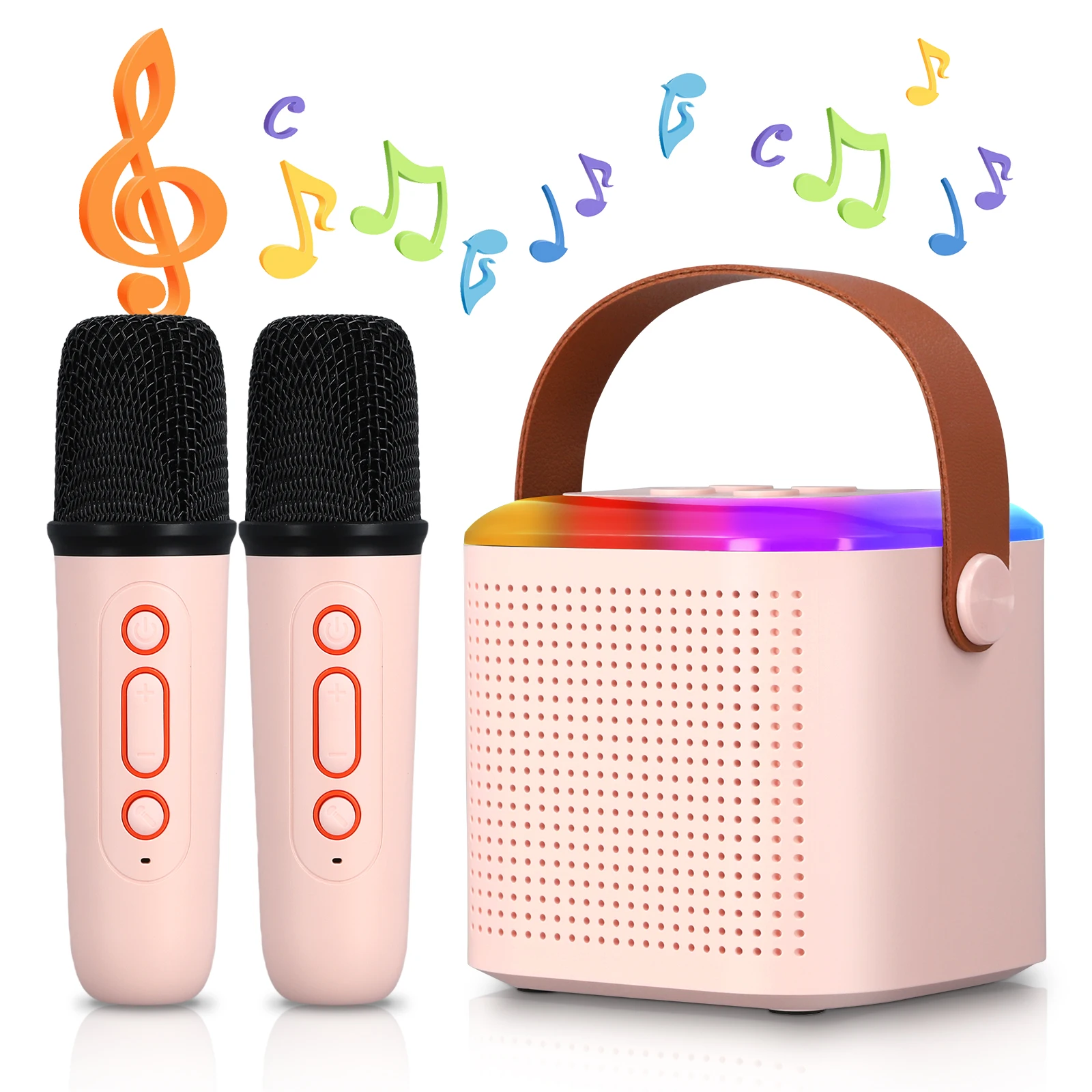 

CNCBSR Karaoke Machine Kids Adults 1/2 Wireless Microphones Portable Bluetooth Karaoke Speaker LED Light for Home Outdoor Party