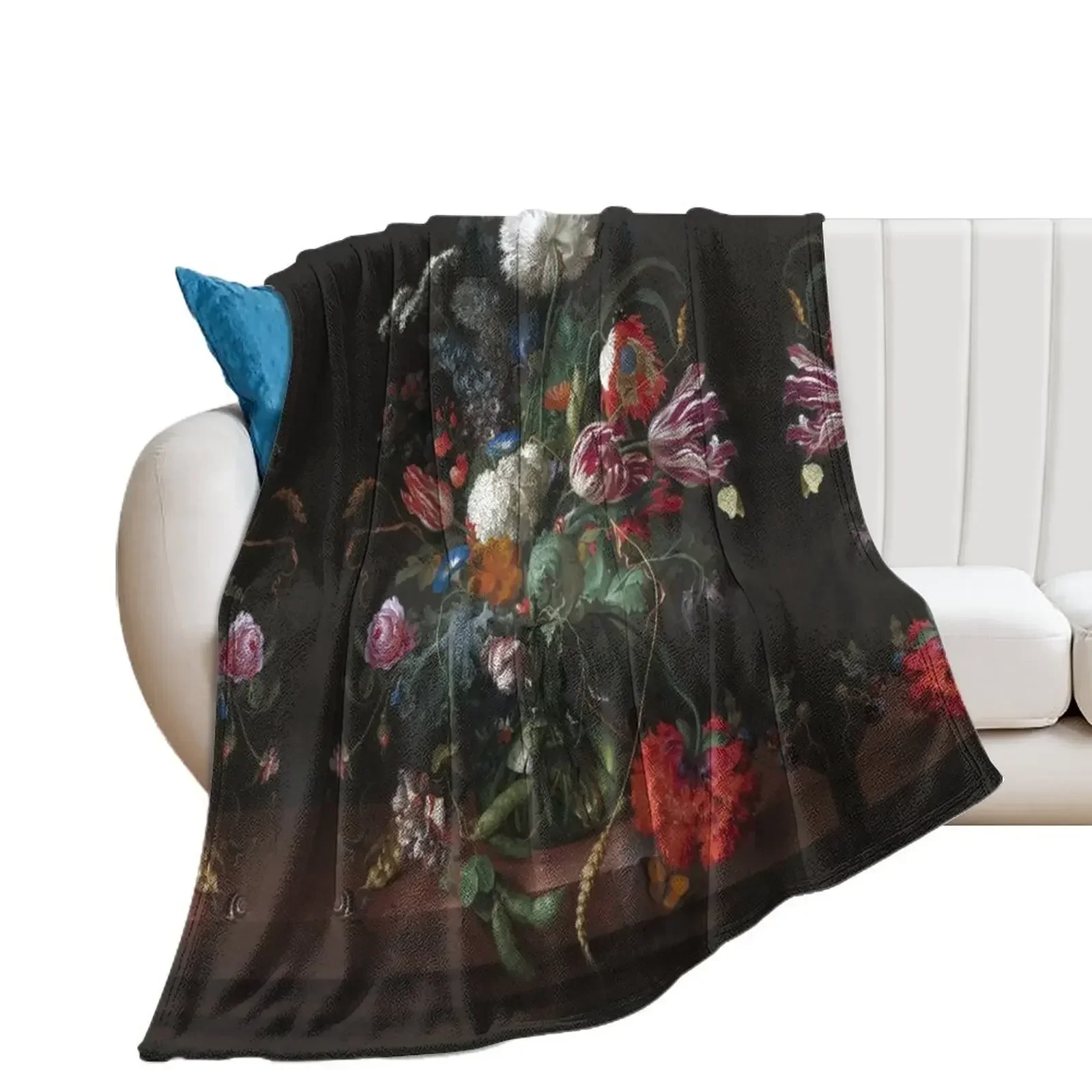 Vase of Flowers by Jan Davidsz de Heem, Dutch, 1660 Throw Blanket Plaid Flannels Decorative Sofa Blankets