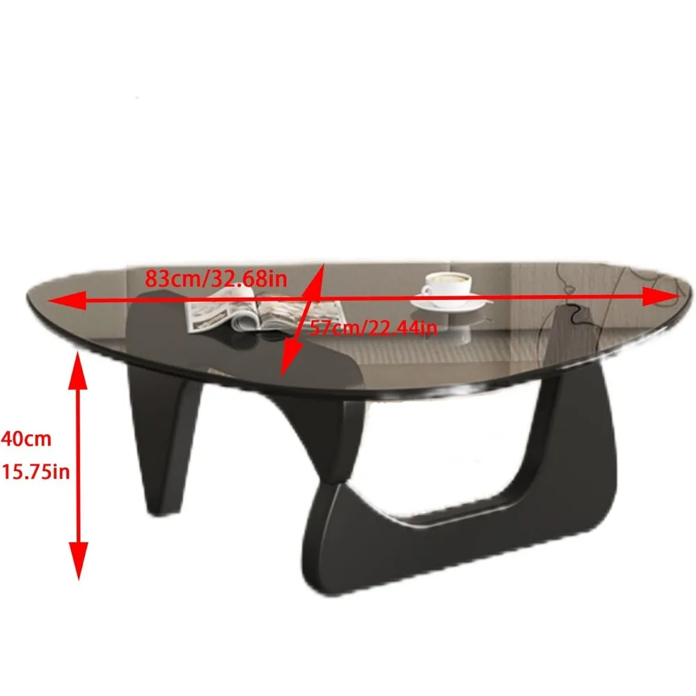 طاولة قهوة زجاجية تجريدية مستديرة، قطر 32.68 × 22.44 عرض × 15.75 ارتفاع، غرفة معيشة حديثة وأثاث المكاتب المنزلية #2