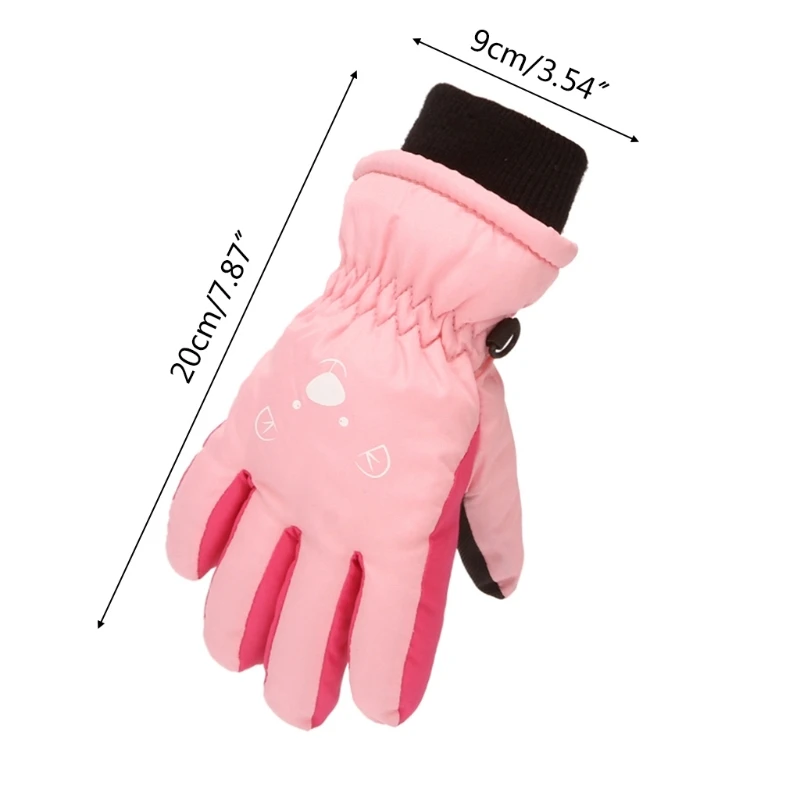 Children Skiing Cycling Gloves Toddler Thick Warm Mittens Waterproof Windproof Outdoor Sports Bear Face Gloves H37A