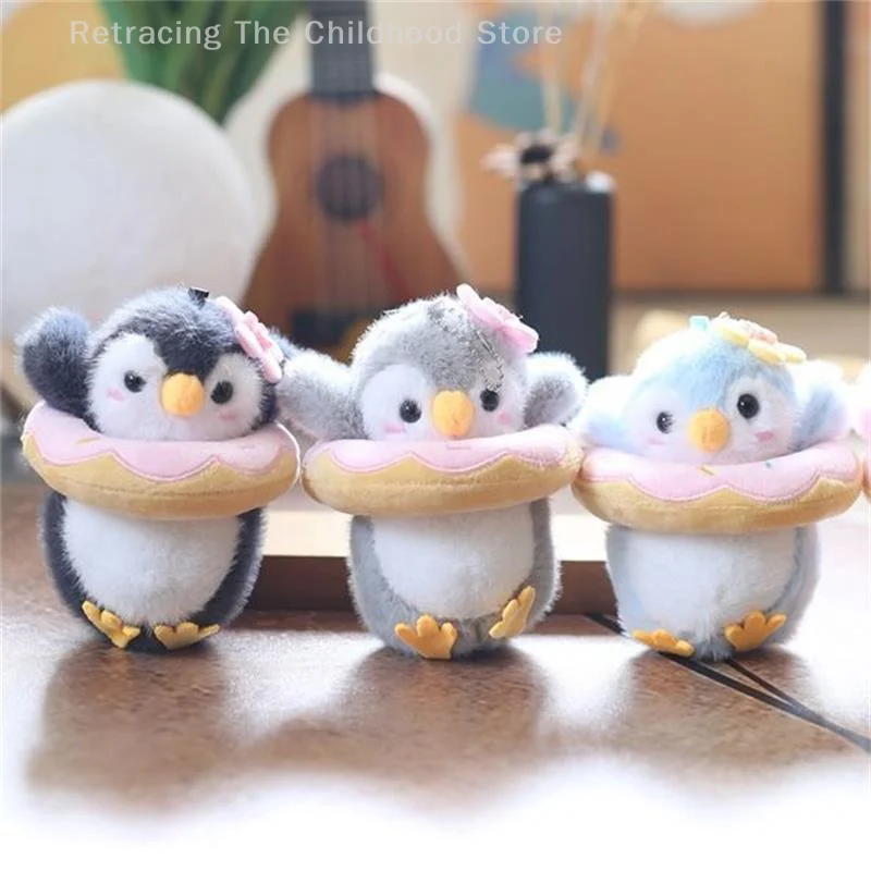 Cartoon Cute Donut Penguin Soft Plush Doll Stuffed Toy Keychain Pendant Bag Hanging Ornaments Couple Backpack Accessory Kid Gift