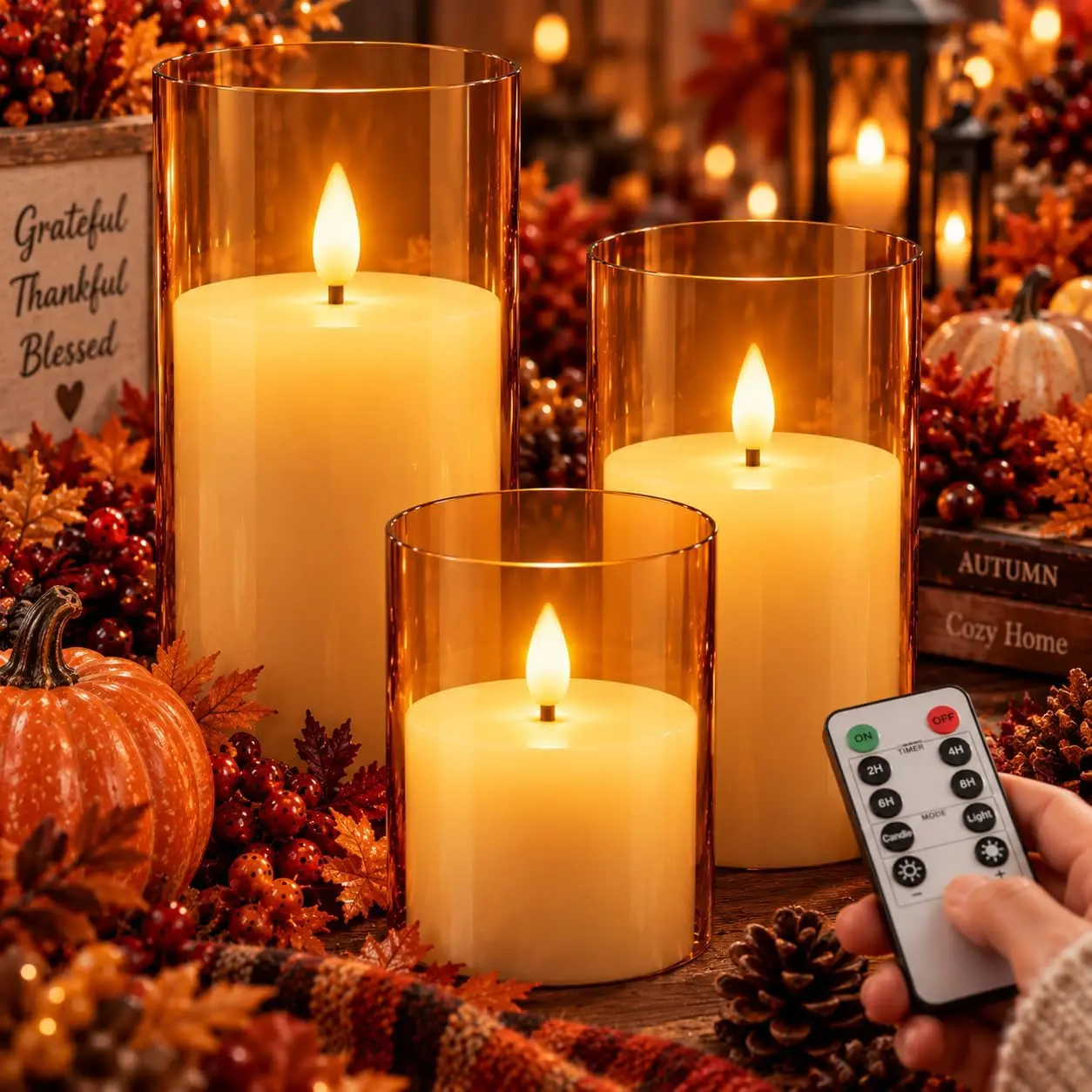 Flameless LED Candles Set, Electronic Candle Lights for Christmas Party Tabletop Home Decoration, Battery Operated Candle Decor