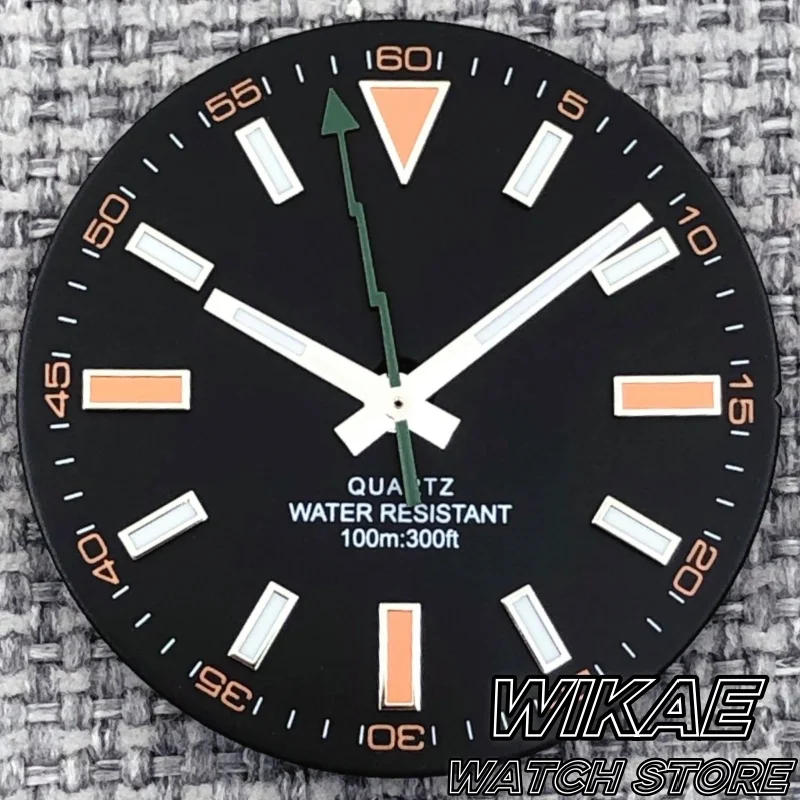 29 مللي متر DJ نمط أمة الله ساعة الطلب أسود أبيض أزرق رمادي ساعة الوجه الأخضر مضيئة صالح روندا 515 كوارتز ساعة يد تعمل بالحركة اكسسوارات