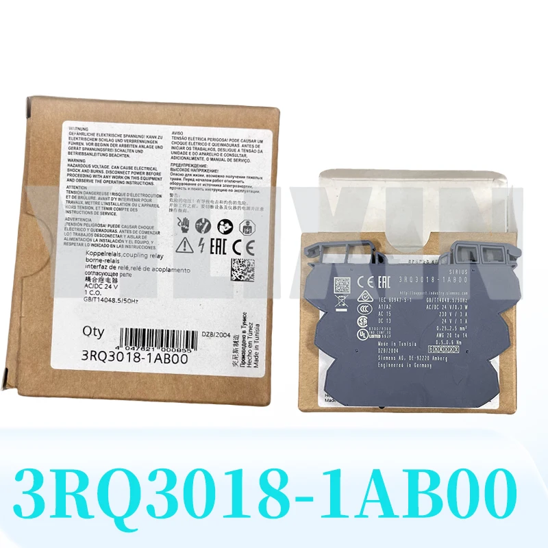 

Brand new original 3RQ3018-1AB00 3rq3018-1ab00 relay coupler, 1 changeover contact, 24VAC/DC, 6.2 mm wide, screw terminal block.