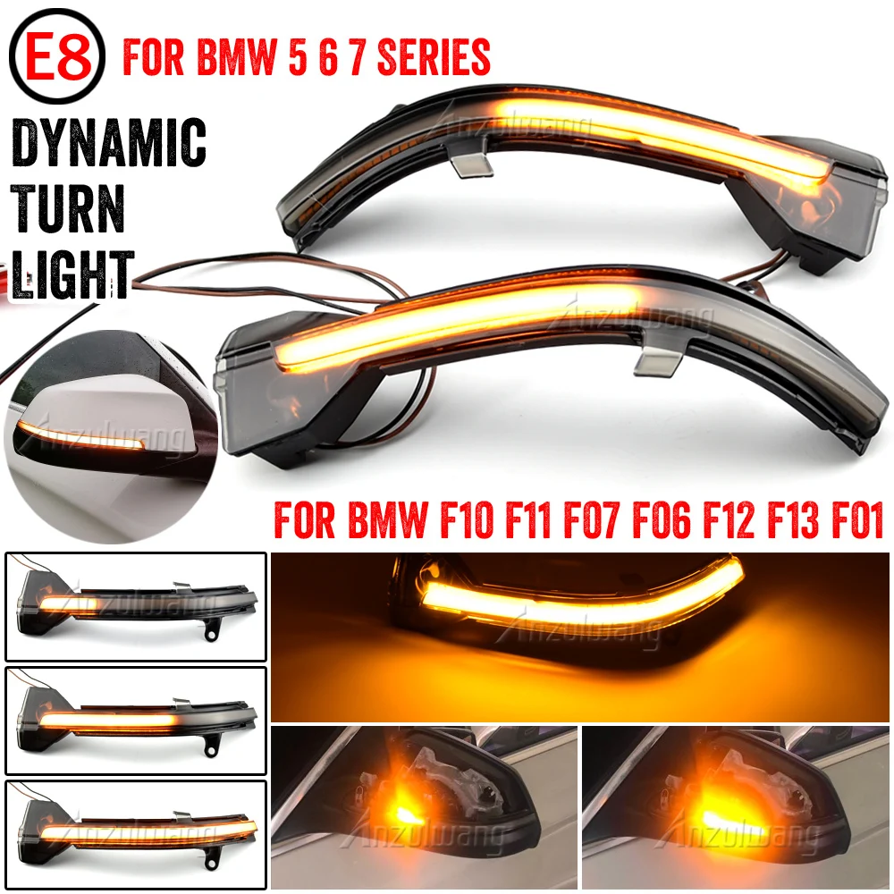 2pcs For BMW 5 6 7 Series F10 F11 F07 F06 F12 F13 F01 Dynamic Turn Signal LED Rearview Mirror Indicator Blinker Repeater Light