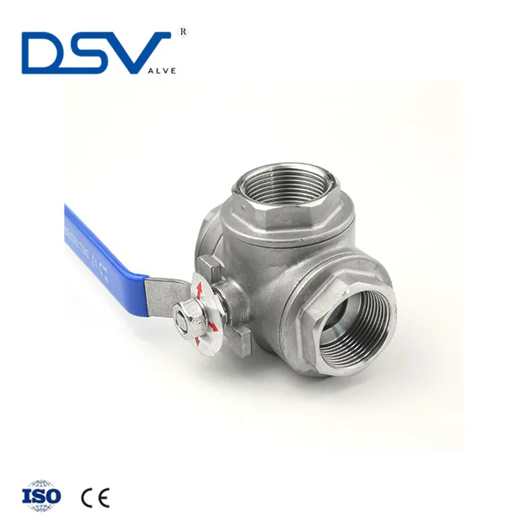 DSV Brand CF8 CF8M Stainless Steel 3 Way Ball Valve