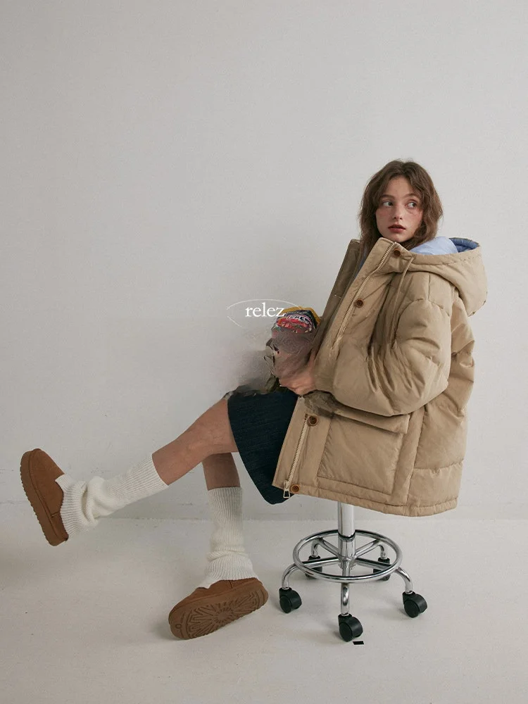 

Hooded down Jaet Large ket Design 90 White Du Feather Women's Puffer Coat Commute Sle Regular Fit Long Sve