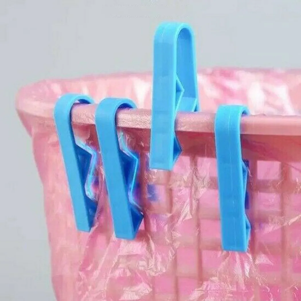 4/10pcs Dustbin Bag Clips Bin Bag Plastic Clip Clamp Holders For Kitchen Home Office Garbage Waste Trash Camping Outdoor Tools