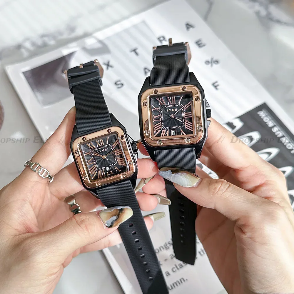 Модные квадратные женские часы Rebirth, роскошные винтажные женские подарочные часы с римскими цифрами, силиконовый ремешок для часов, подарочные наручные часы