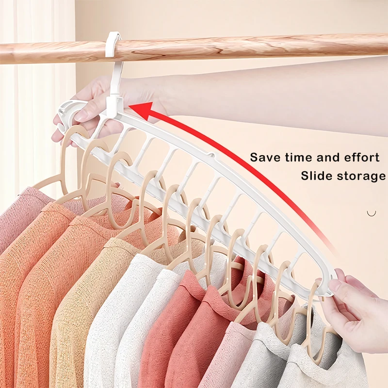 Rotating Folding Clothes Hanger Closet Organizer Multi-port Clothing Drying Rack Foldable Plastic Scarf 11-hole Storage Hangers