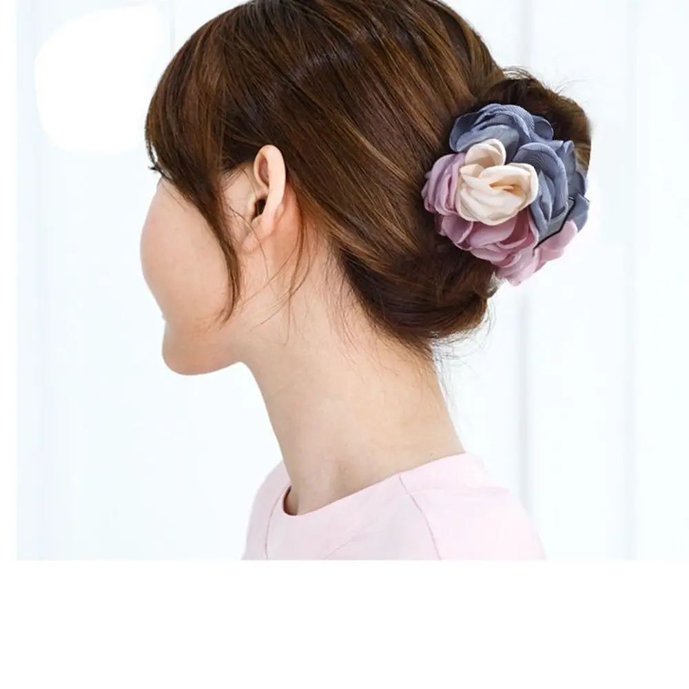 

Gift Chiffon Korean Style Headwear For Women Ponytail Clip Rose Crab Clip Flower Hair Barrette Flower Hair Claw Jaw Clip