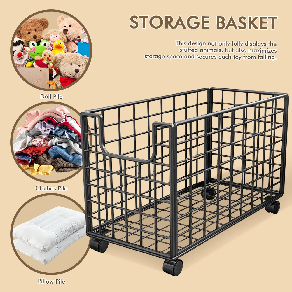 سلة تخزين معدنية لتنظيم الحيوانات المحشوة، صناديق تخزين للأطفال، صندوق تخزين الحيوانات المحشوة لتخزين أي أشياء #4