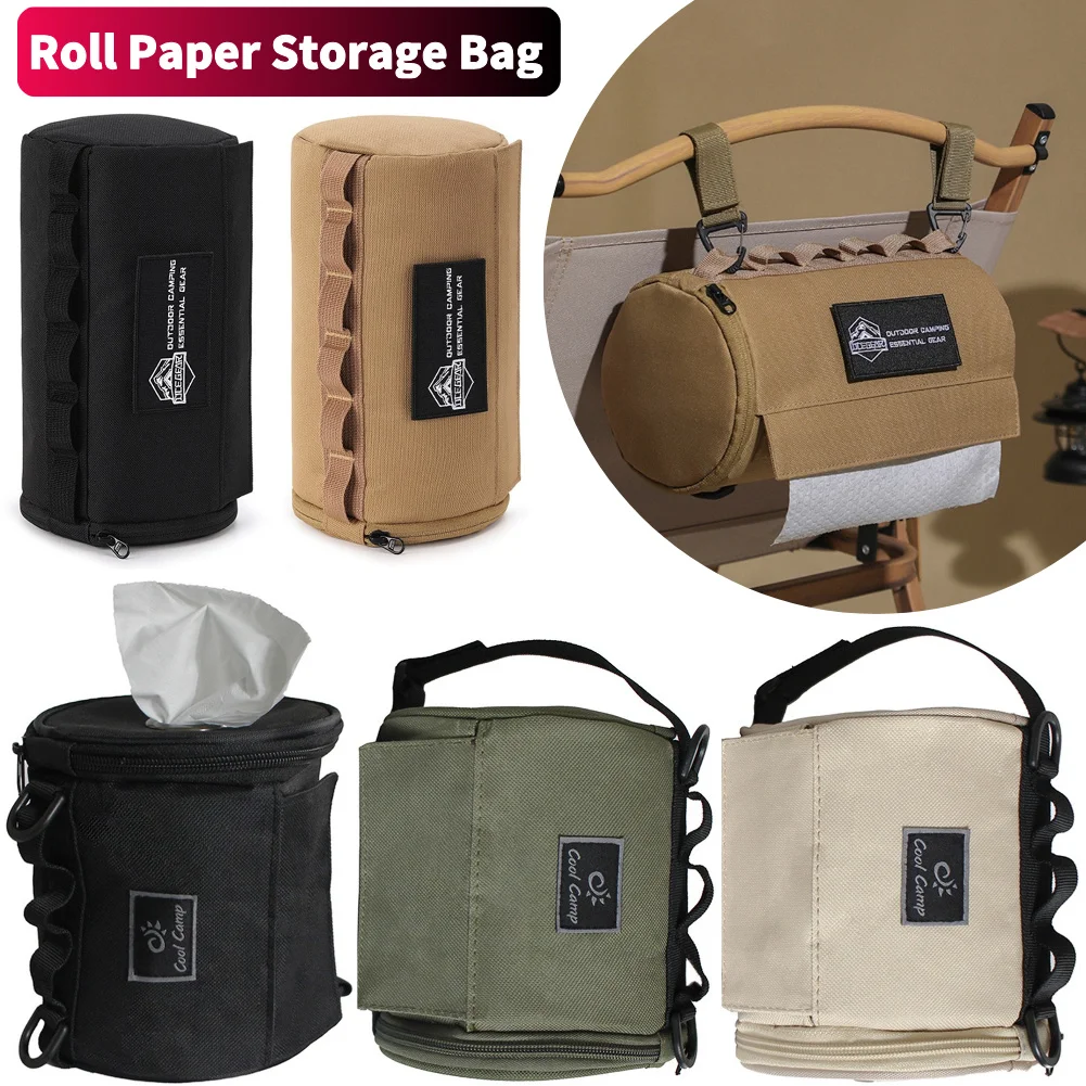 Funda de tejido al aire libre para almacenamiento de papel, soporte de servilleta colgante impermeable de poliéster para Picnic, Camping, senderismo, Rollo portátil