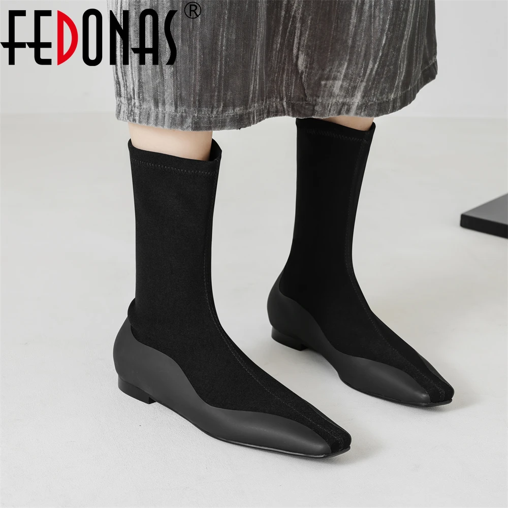 FEDONAS-Bottes de rinçage simples pour femmes, bottes carrées Parker commandées, confortables, élégantes, chaussettes à talons aiguilles minces, chaussures à talons hauts, mode automne