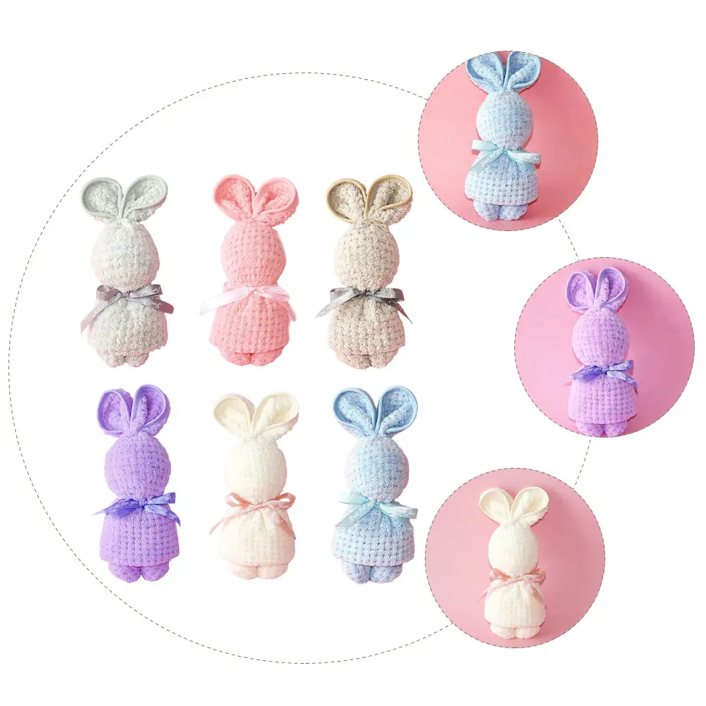 

6 шт. мягкое полотенце с кроликом, дышащие невыцветающие полотенца для детей, полотенца для стирки, очаровательное многофункциональное пасхальное полотенце с дизайном кролика