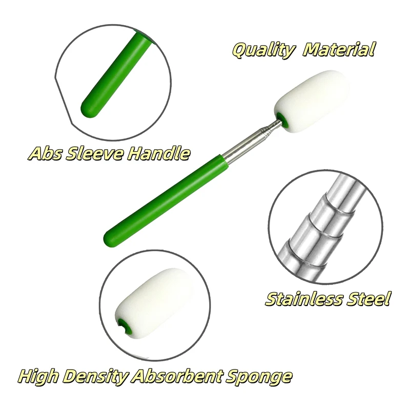 Retractable Pottery Absorbent Sponge Stick Stainless Steel Pole DIY Ceramic Drawing Hydrating Modeling Pottery Tools