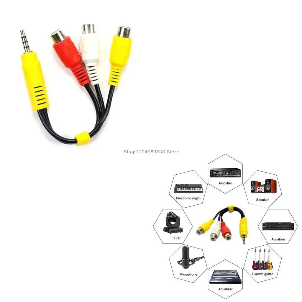 

3.5mm to 3RCA Sound Cable 3.5mm Male to 3RCA Female Splitter Adapter Stereo Cord for Phone Tablet Home Theaters