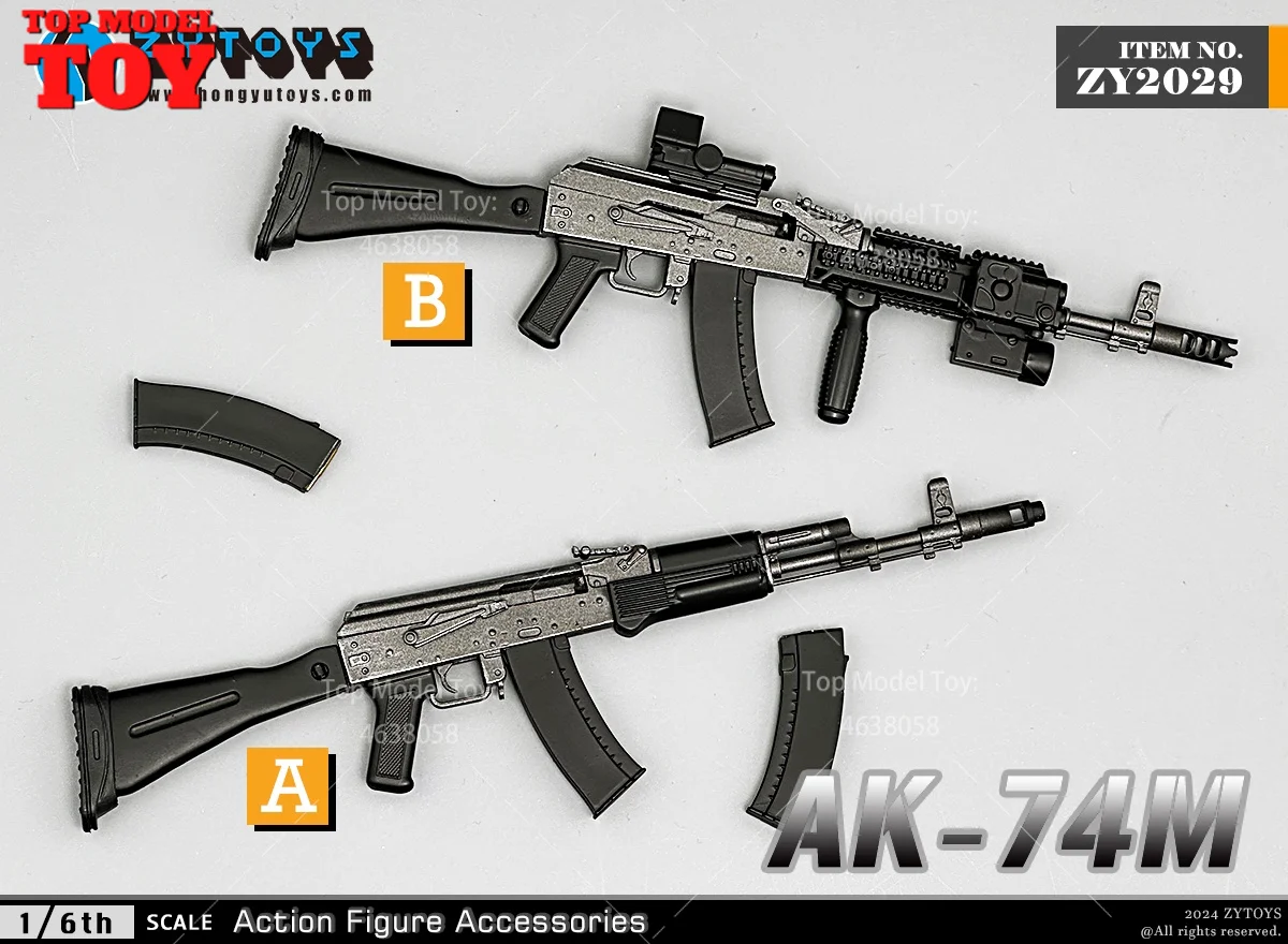 Zytoys ปืนไรเฟิลจู่โจม AK74M ขนาด1/6 ZY2029อุปกรณ์การต่อสู้โมเดล16/17ซม. พอดีกับตุ๊กตาทหารตุ๊กตาขยับแขนขาได้ขนาด12นิ้ว