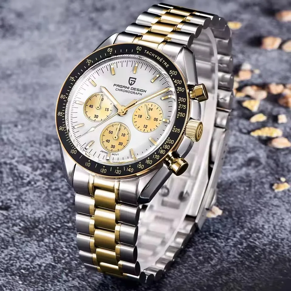 PAGANI DESIGN – montre Moon pour hommes, en or, de luxe, chronographe à Quartz, AR saphir, étanche, lumineuse, horloge, cadeau, nouvelle collection 2025