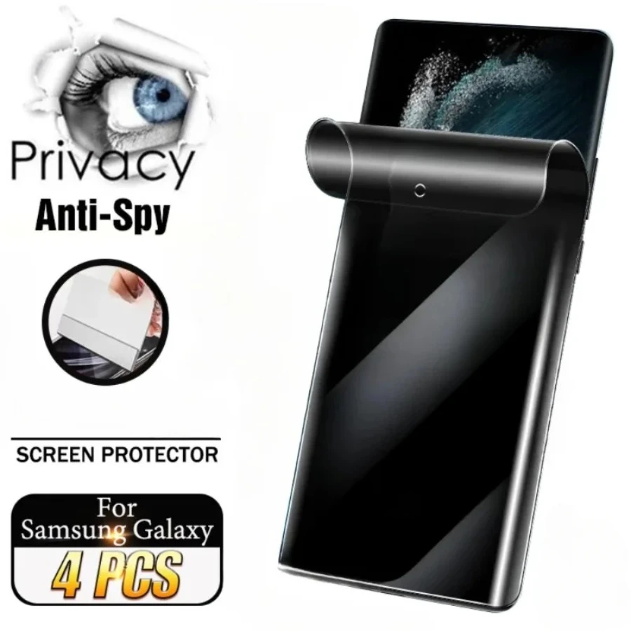 4PCS Hydrogel Privacy Film For Samsung Galaxy S25 S24 S23 S22 S21 S20 Plus Ultra Anti-Spy Screen Protectors For Samsung Note 20
