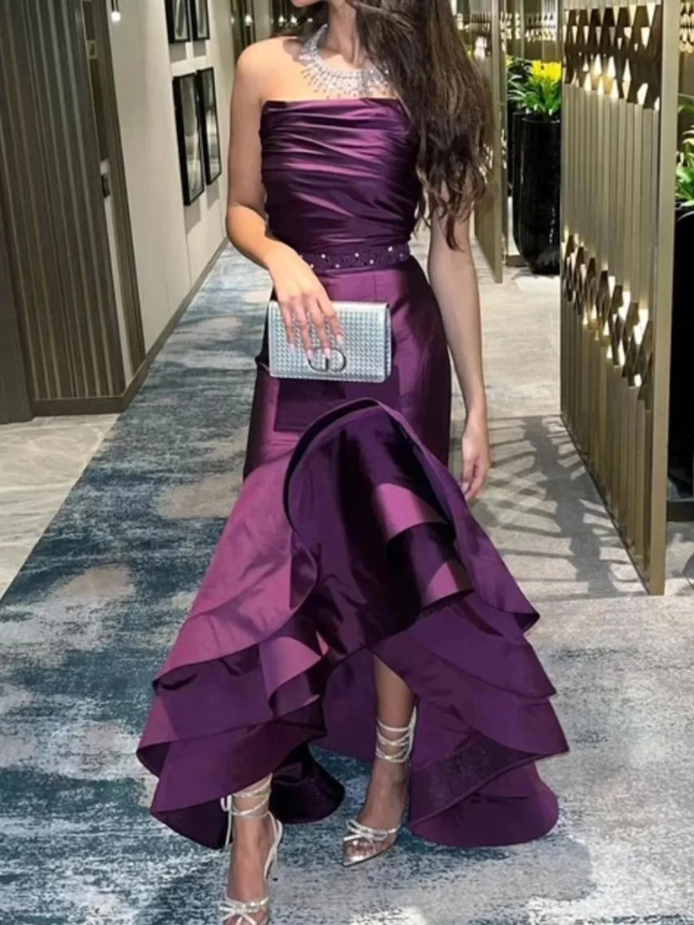 

Customized Matching Pleat Mermaid Strapless Midi Dresses Prom Classic Exquisite Modern Style Pastrol Unisex Chinese