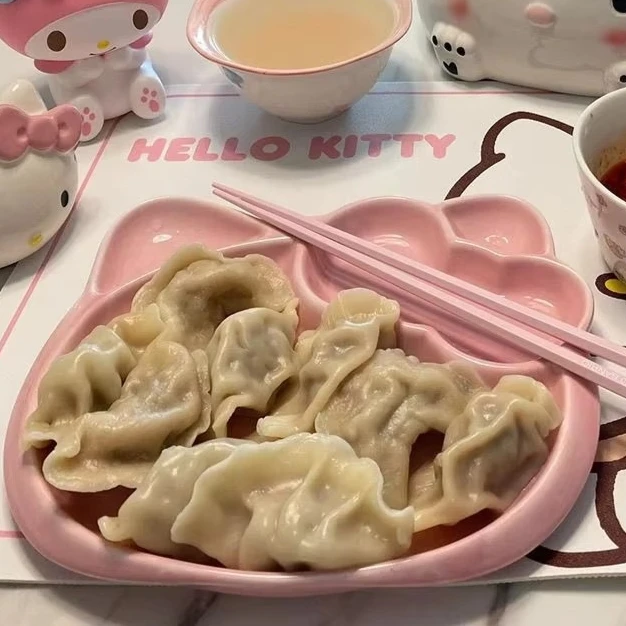 Hello Kitty Plate Cute Originality Cartoon Good-looking Household Small Plate Fashion Personality Simple Ceramics Dipping Plate