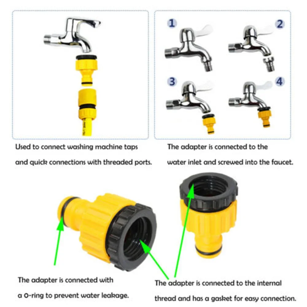 Garden Hose Thread Adaptor With Screw On Design For 1/2 Inch To 3/4 Inch Tap Connection And Pipe Lock Function