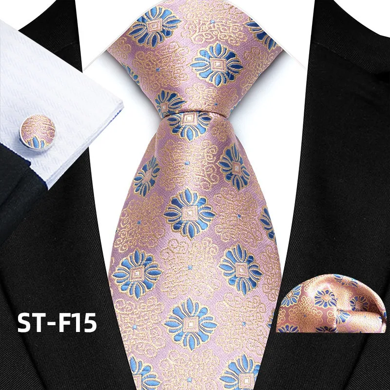 Florales Paisley-Krawattenset für Herren, Vintage-Krawatte, Taschentuch, Manschettenknöpfe, Set für Herren, klassische Anzugaccessoires, hochwertige Gravata – Detail 20