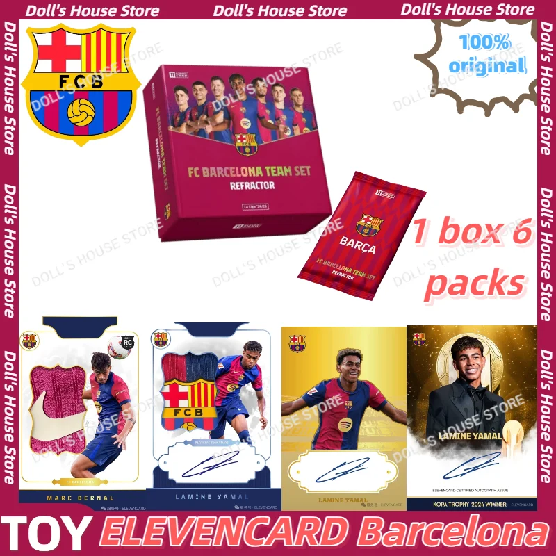 Genuine ELEVENCARD Barcelona Official Football Cards Box With Lamine Yamal Shiny Foil Cards Perfect Toy Gift For Boys & Kids