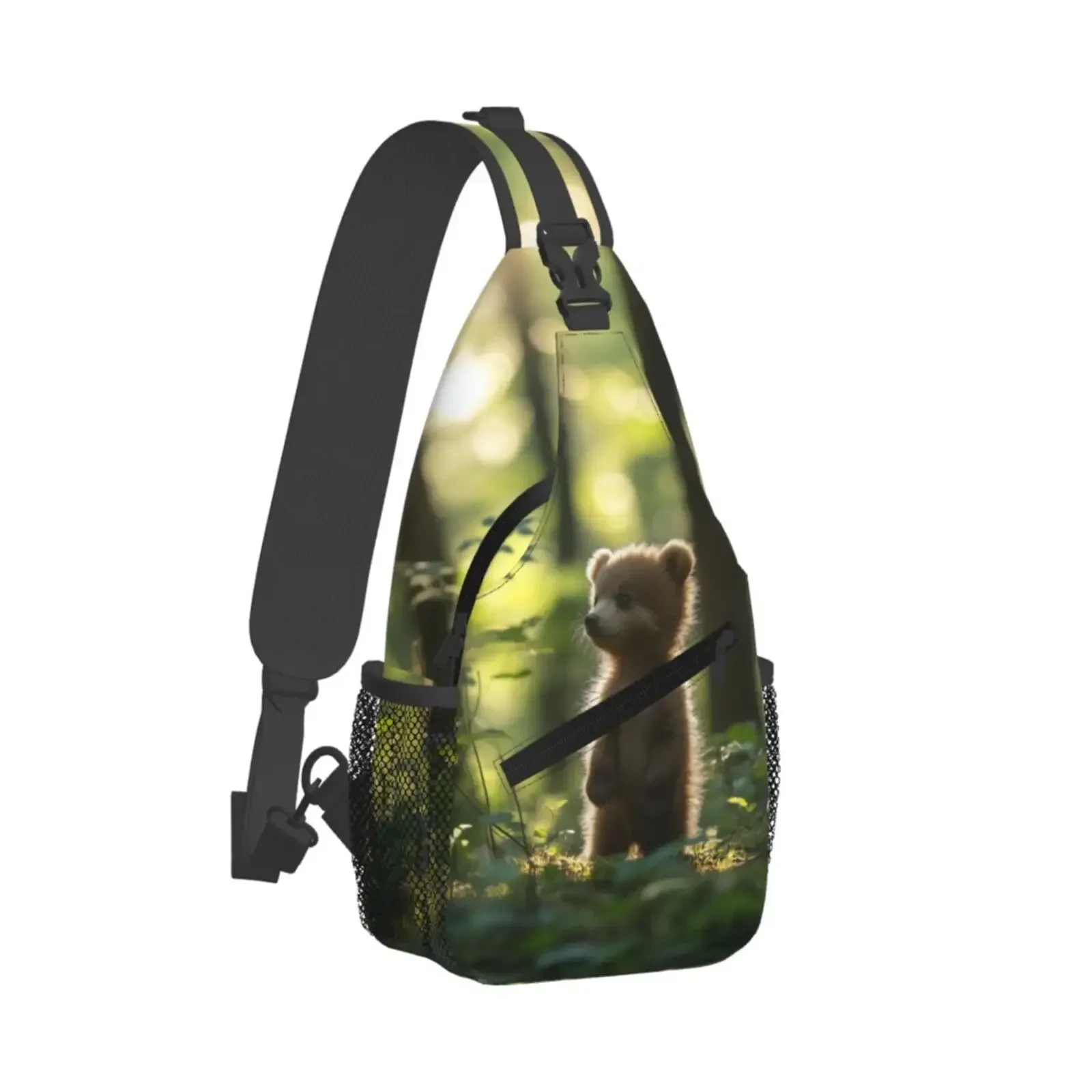 Bear Printing Men Crossbody Bag Large Chest Bag,Travel Hiking Sports Running,Personalized Gifts for Birthday Hand Bags