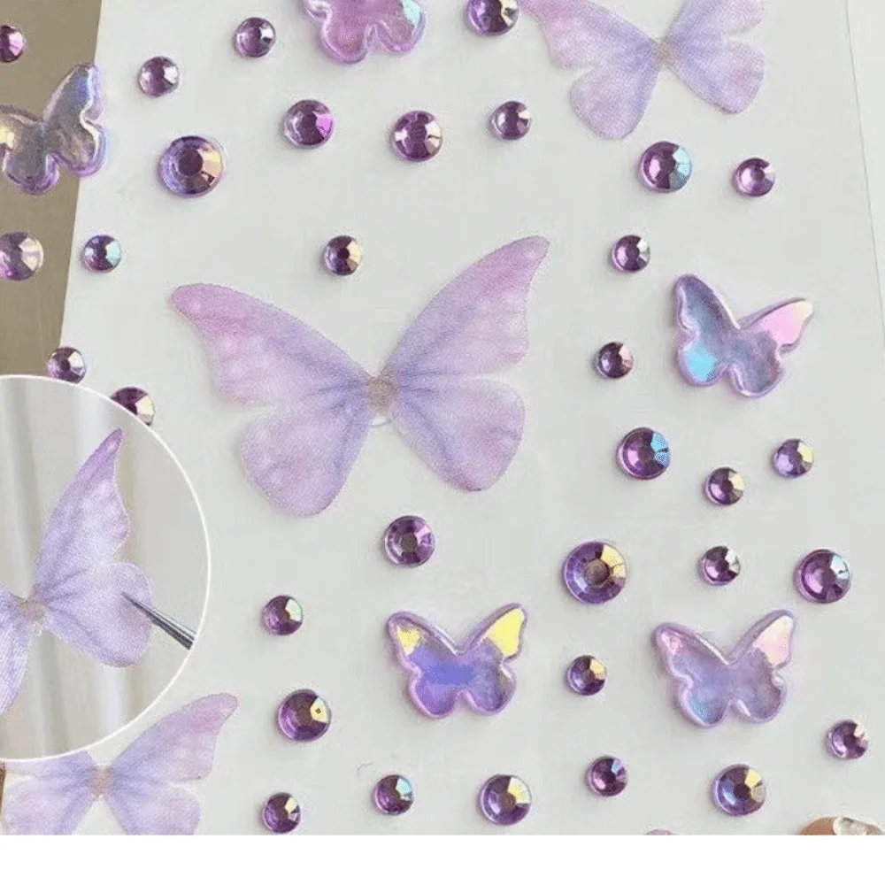 Self-adhesive Butterfly Face Stickers Resin Rhinestone Rhinestone Face Stickers Pink Green Sparkly Rhinestone Stickers