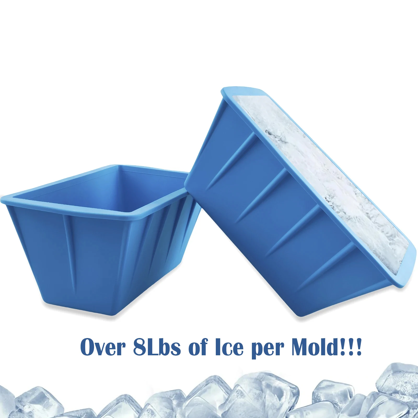 Ice Block Mold Extra Large Ice Box Large Silicone Box with Lid Ice Box 8lbs Ice Cube Maker Dishwasher Safe Ice Bath Chiller