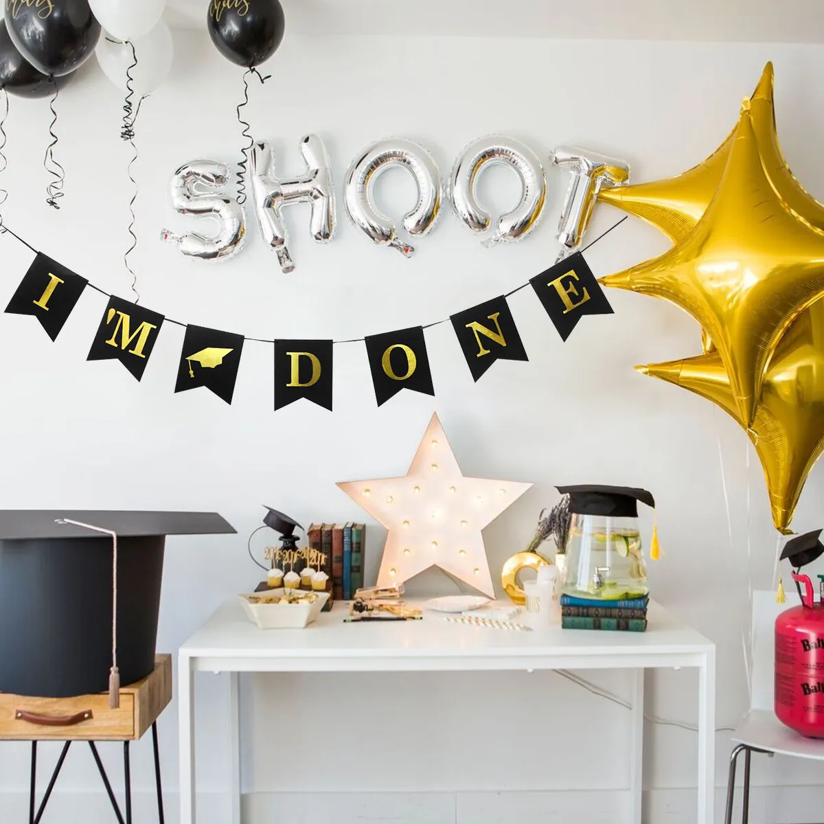 2.5m I'm Done Doctoral Graduation Banner Premium Paper Hanging Decor for Graduate Student Party Photo Shoot Celebration Theme