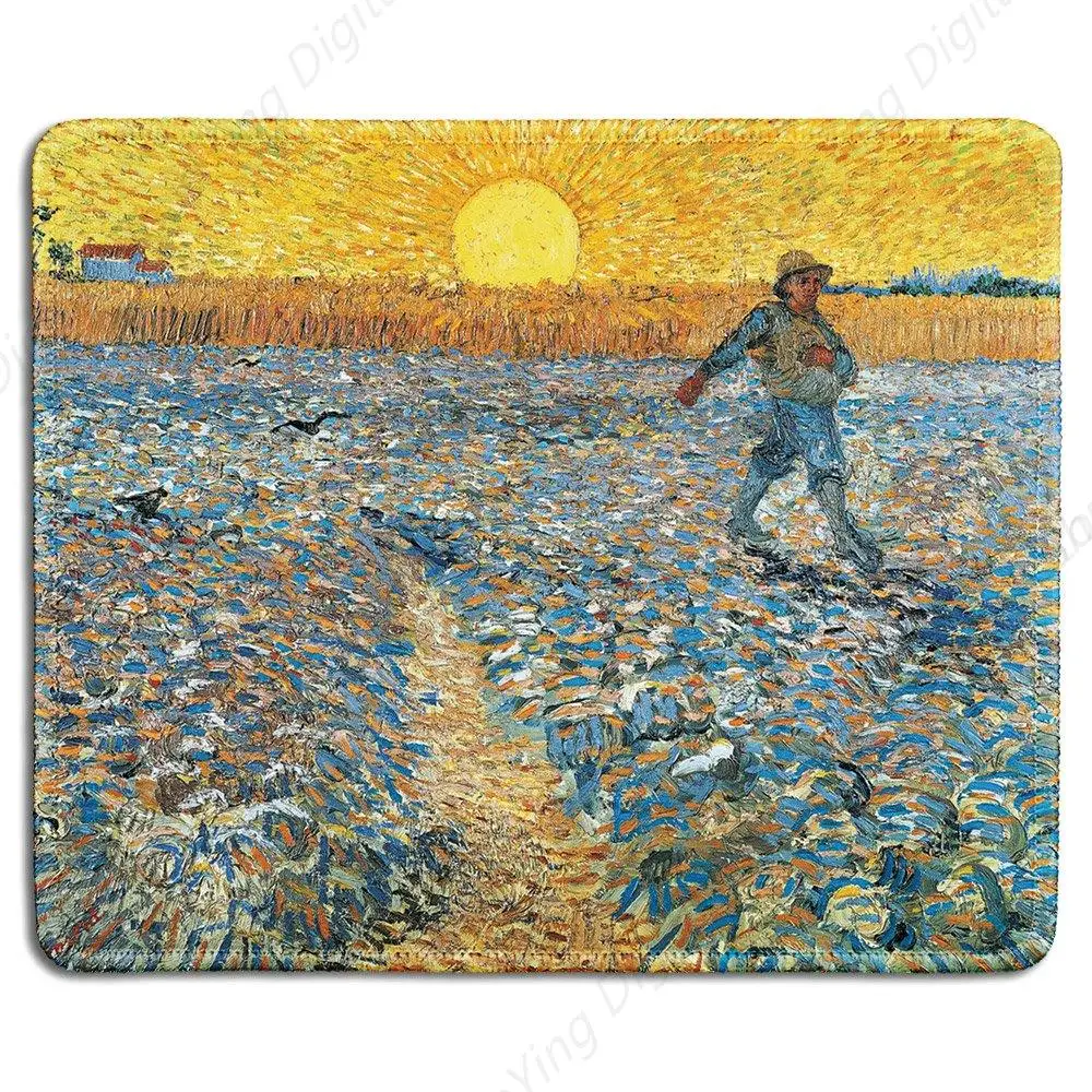 

Artistic Non Slip Rubber Mouse Pad With Vincent Van Gogh's Famous Artwork The Sower As A Gift For Office Decoration 25*30cm