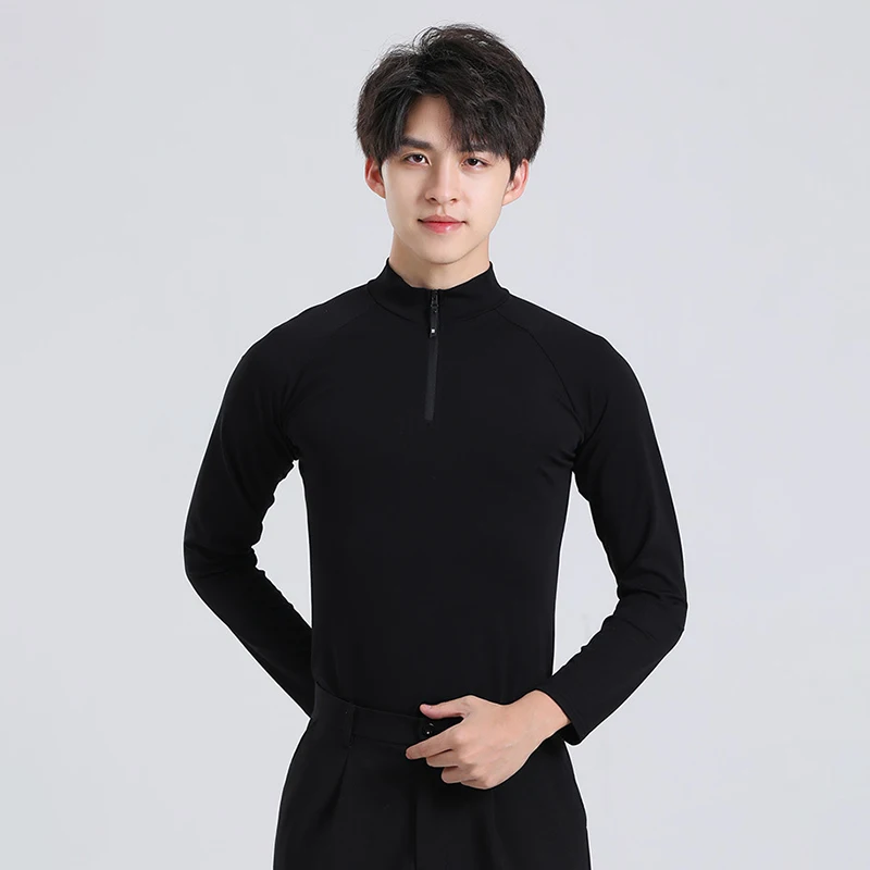 Hauts de danse latine pour hommes, vêtements d'entraînement de danse à manches longues, Modem de danse Samba Rumba, Costumes de spectacle sur scène pour salle de bal, automne