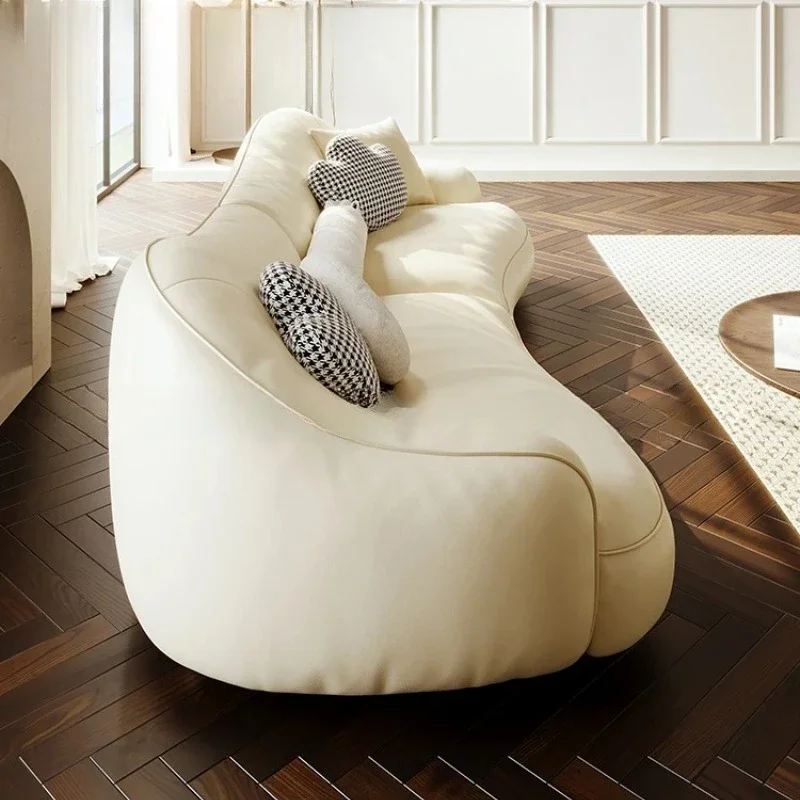apartment creative arc, cream style three-person sofa