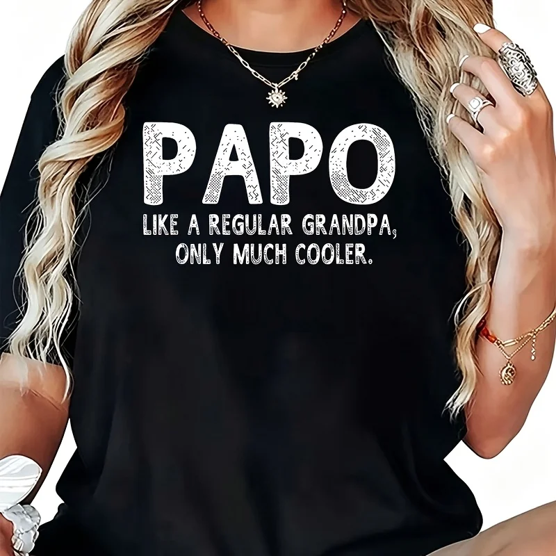 Papo Definition Like Regular Grandpa Women's T-Shirt 100% Cotton Funny Graphic Short Sleeve Tee Novelty Shirt Casual Crew Neck Top S-5XL