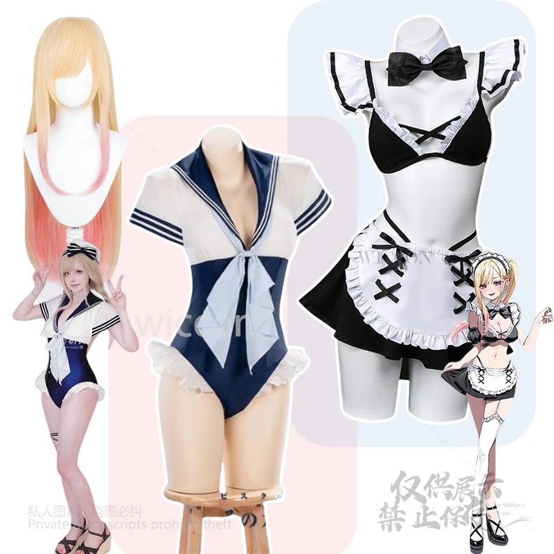 Muñeco de vestir de Anime Fall In Love Rizu Kyun, disfraz de Kuroe Shizuku, traje de baño Sexy, vestido de sirvienta, pelucas femeninas de Lolita para Halloween