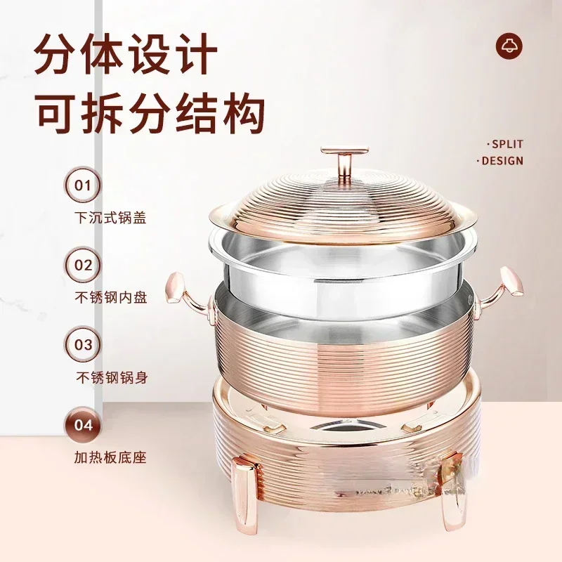 

High end 304 stainless steel buffet stove electric heating food insulation lamp