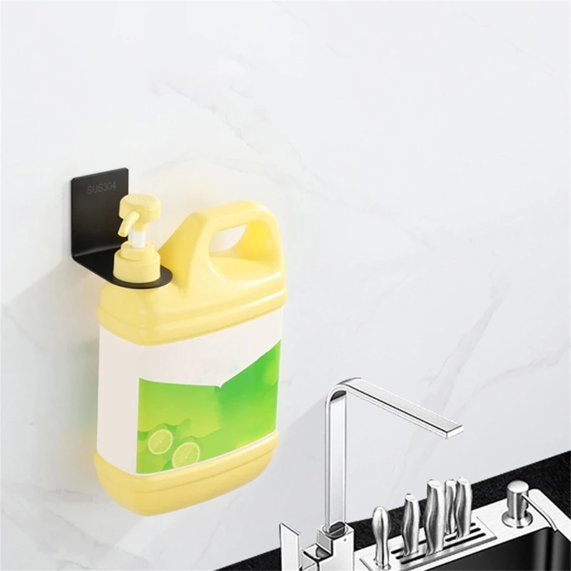 SZWA Hanging Hanger Wall No Drill Paste Bracket Hook Shower Gel Bottle Rack Hook Shampoo Soap Liquid Bottle Holder Stand