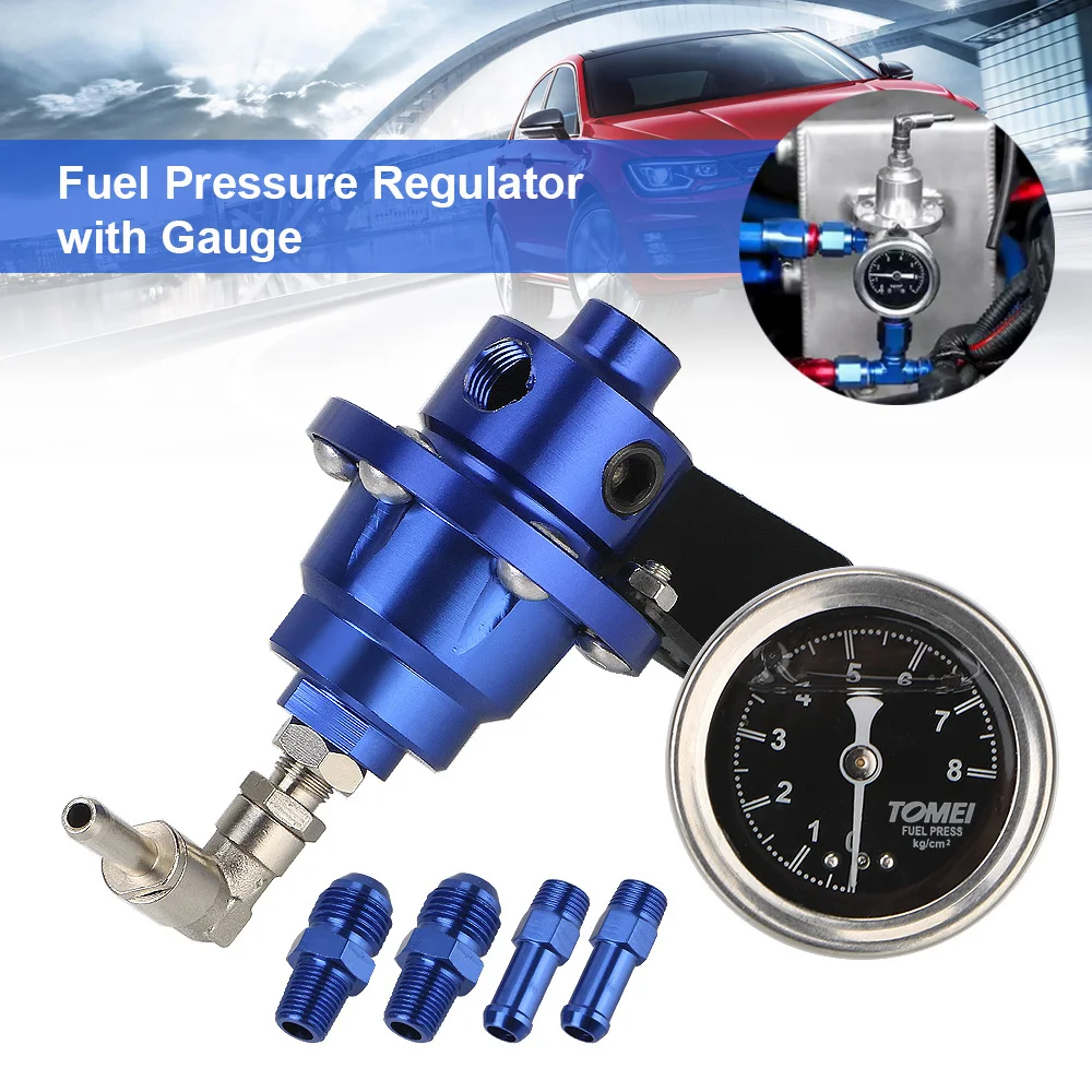 Universal Aluminum Vehicle Refitting fuel Supercharger Adjustable Fuel Pressure Regulator with Gauge Kit