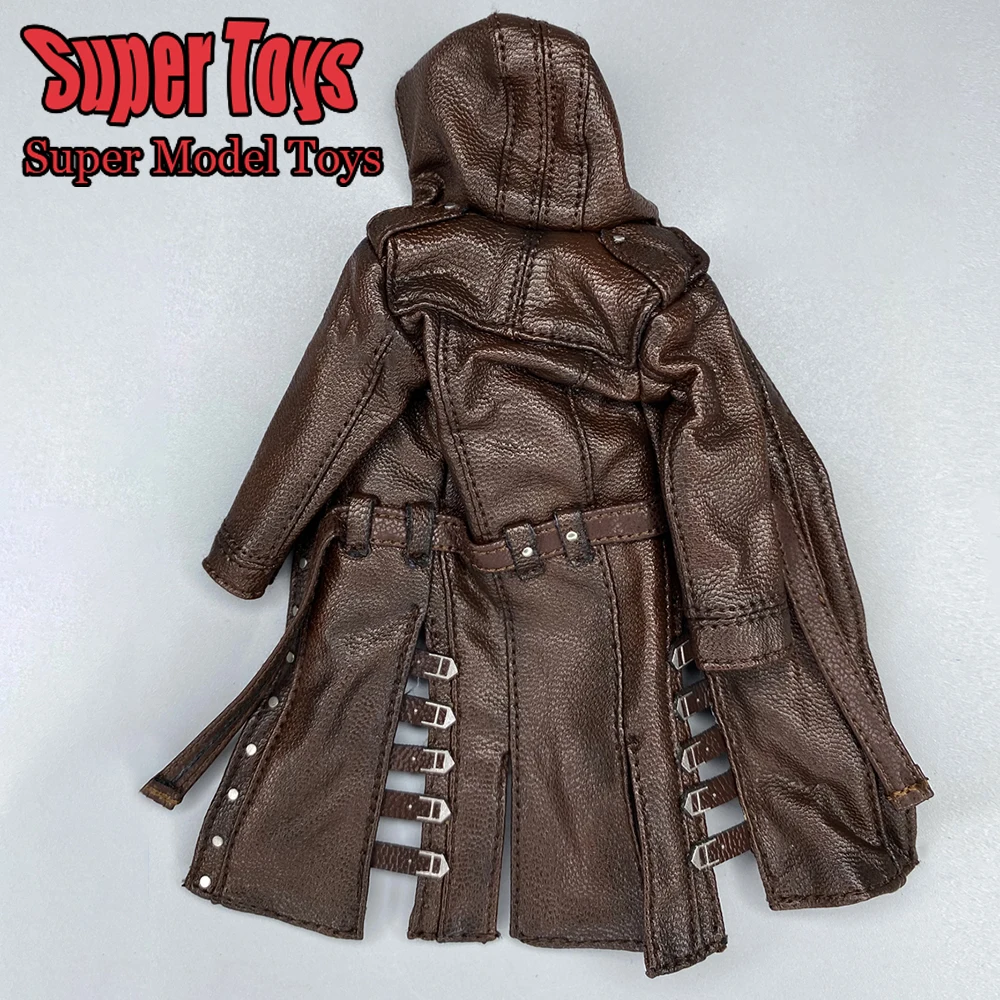 In Stock SSG-002 1/12 Scale Male Soldier Clothes Accessory Brown Long Leather Jacket Fit 6-inches Action Figure Model Doll